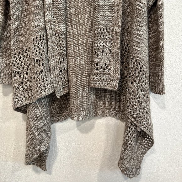 Charlotte Russe Open Front Cardigan Sweater Asymmetrical Hem Tan Beige SZ Small - Picture 8 of 9